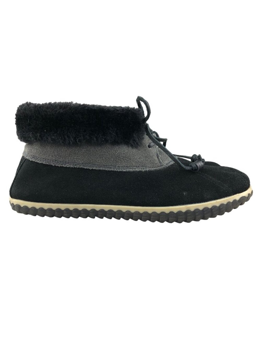 Sperry Women's 9M Top Sider Elayna Black Leather Faux Fur Duck Boots Booties